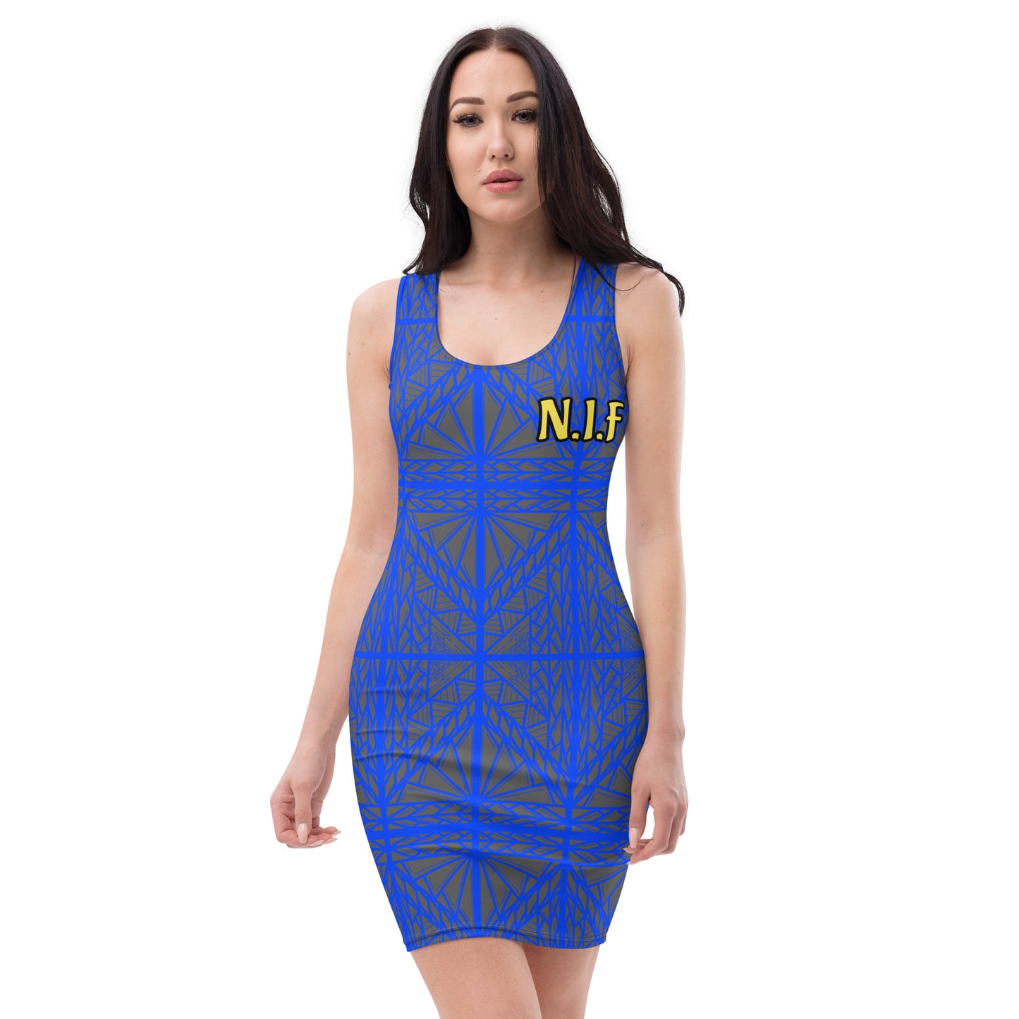 N.I.F Blue Island Tribal Bodycon dress