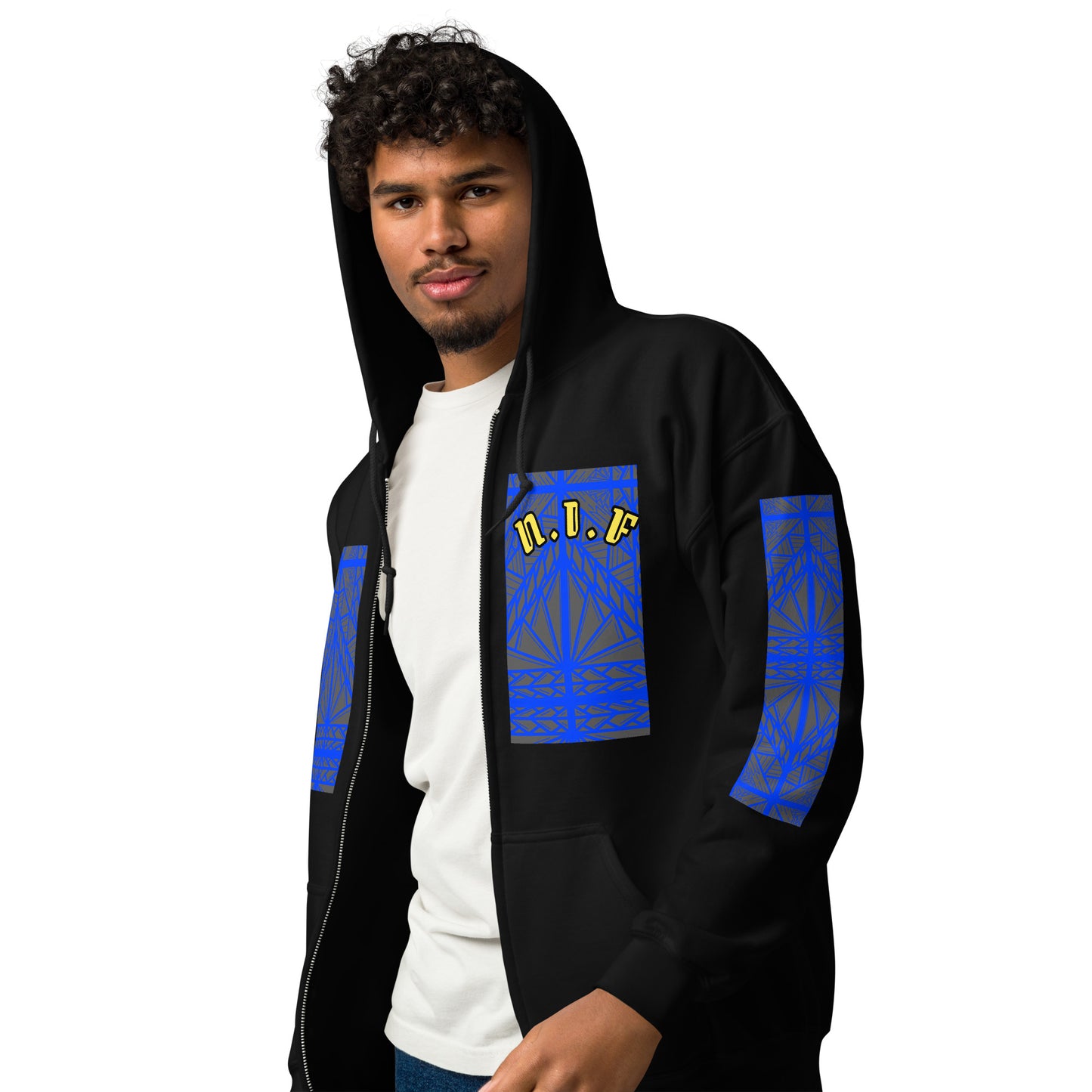 N.I.F Blue Island Tribal designs Unisex heavy blend zip hoodie