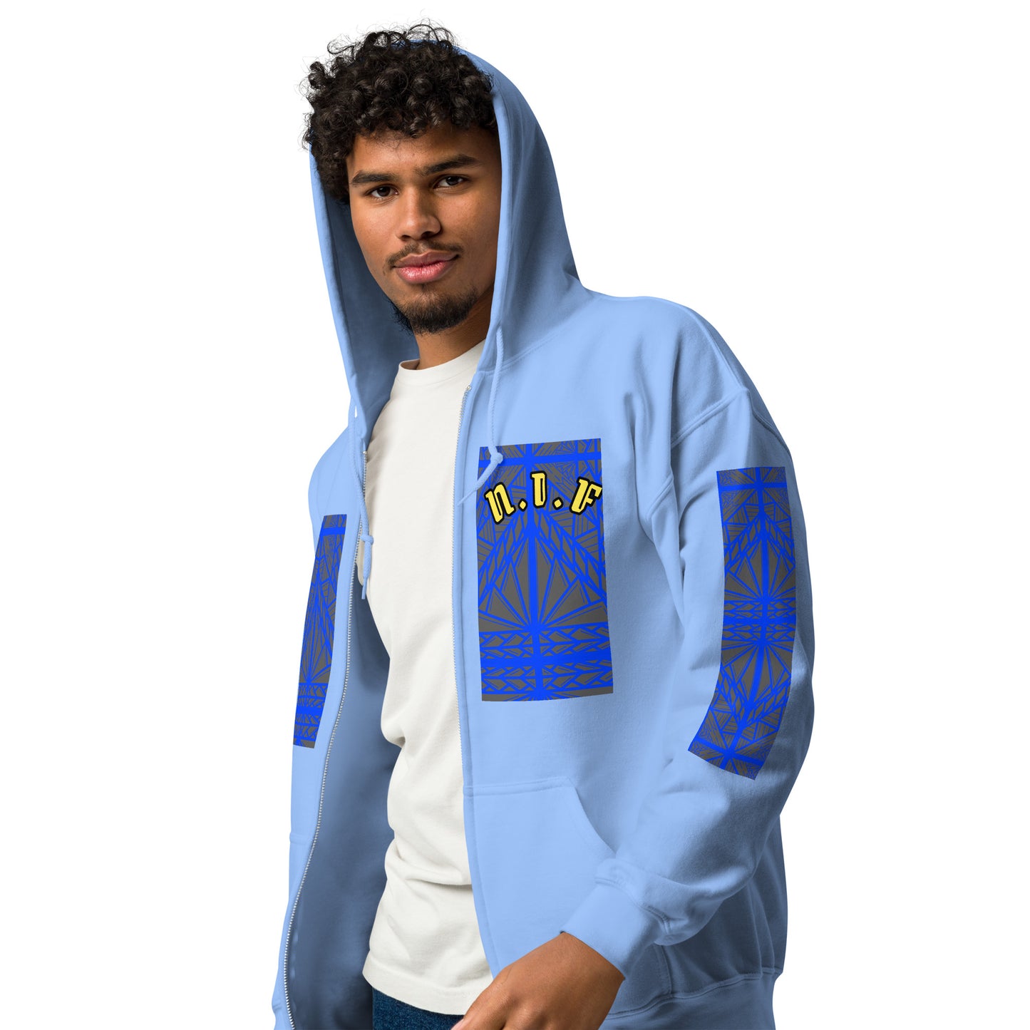 N.I.F Blue Island Tribal designs Unisex heavy blend zip hoodie