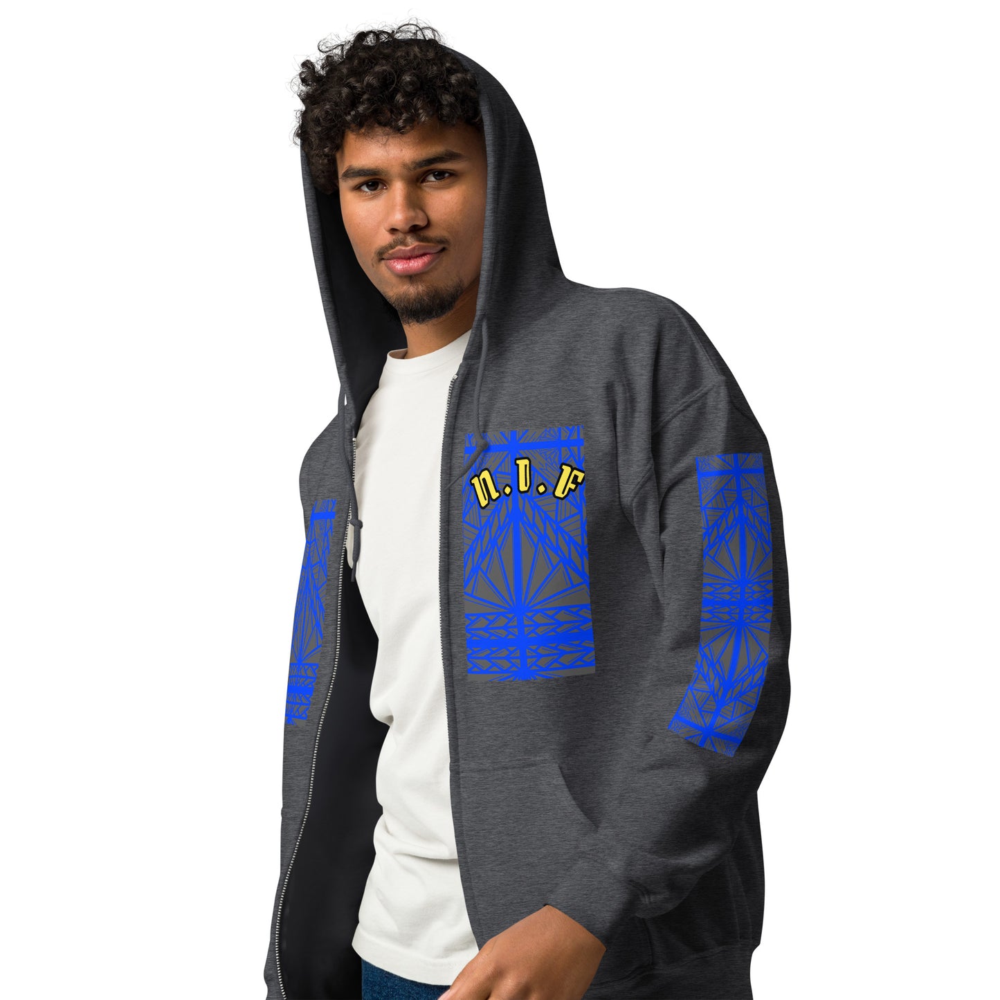 N.I.F Blue Island Tribal designs Unisex heavy blend zip hoodie