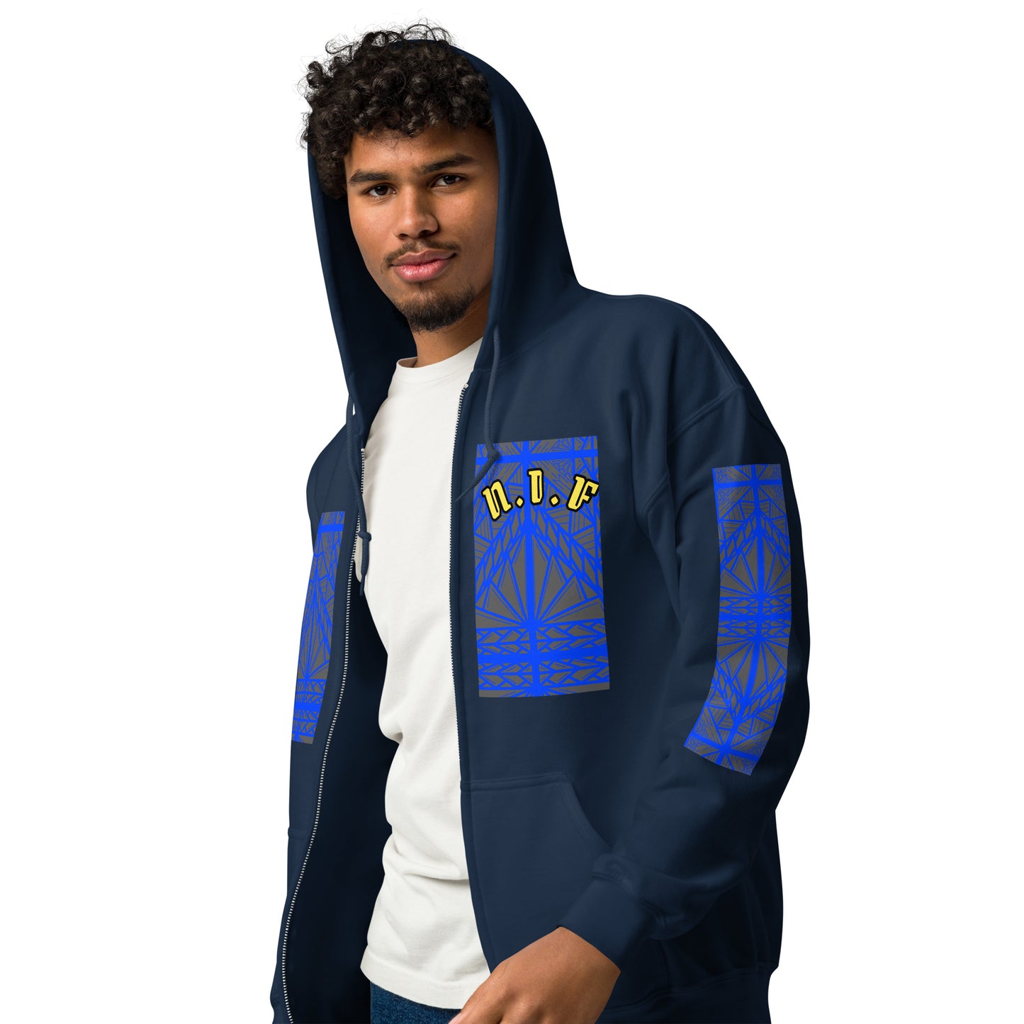 N.I.F Blue Island Tribal designs Unisex heavy blend zip hoodie