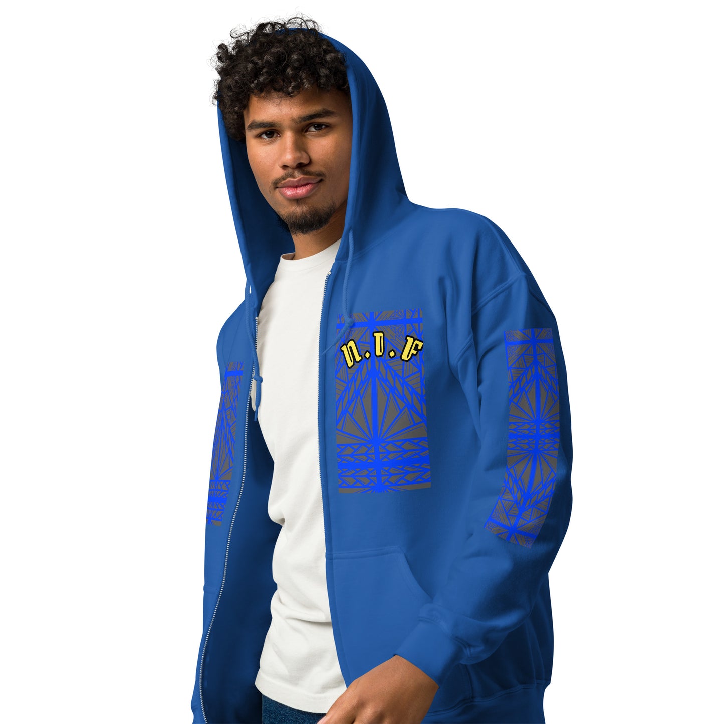 N.I.F Blue Island Tribal designs Unisex heavy blend zip hoodie