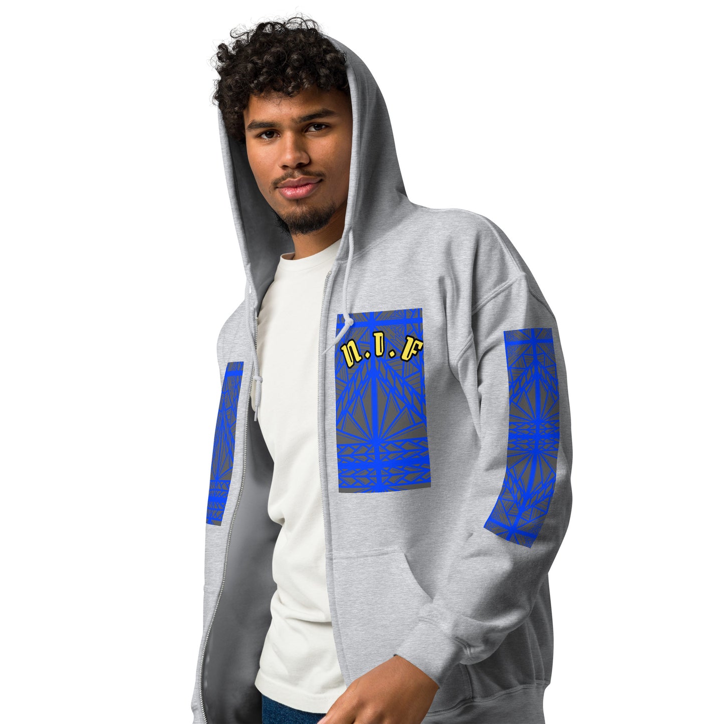 N.I.F Blue Island Tribal designs Unisex heavy blend zip hoodie