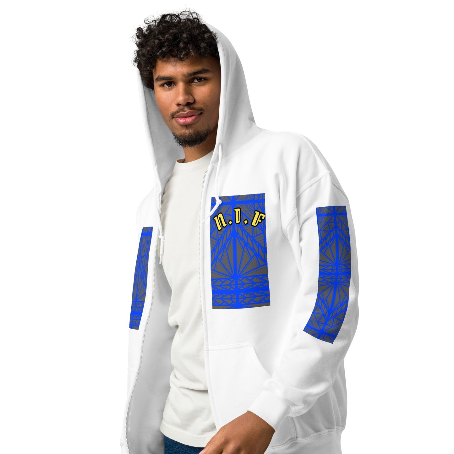 N.I.F Blue Island Tribal designs Unisex heavy blend zip hoodie